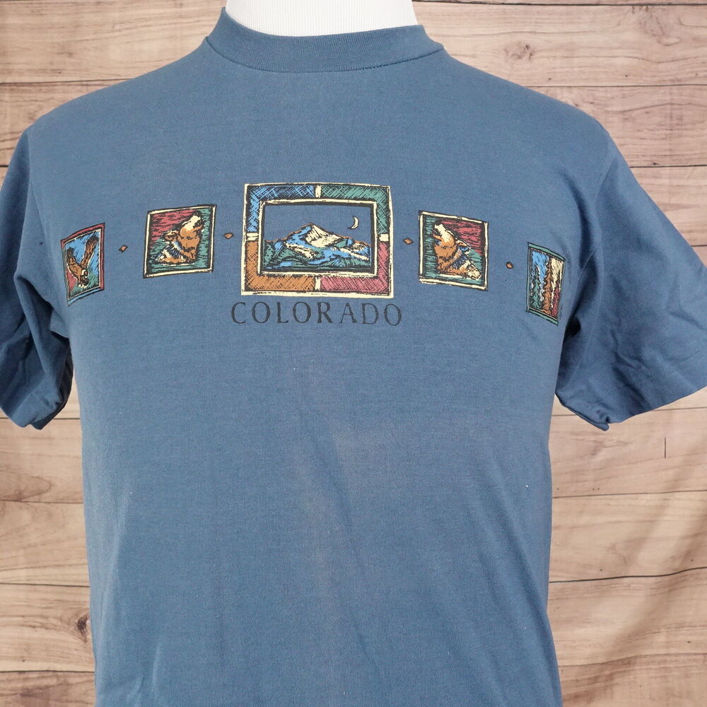 VINTAGE COLORADO MOUNTAIN TRAVEL TOURIST SINGLE STITCH USA MADE TSHIRT SZ M READ